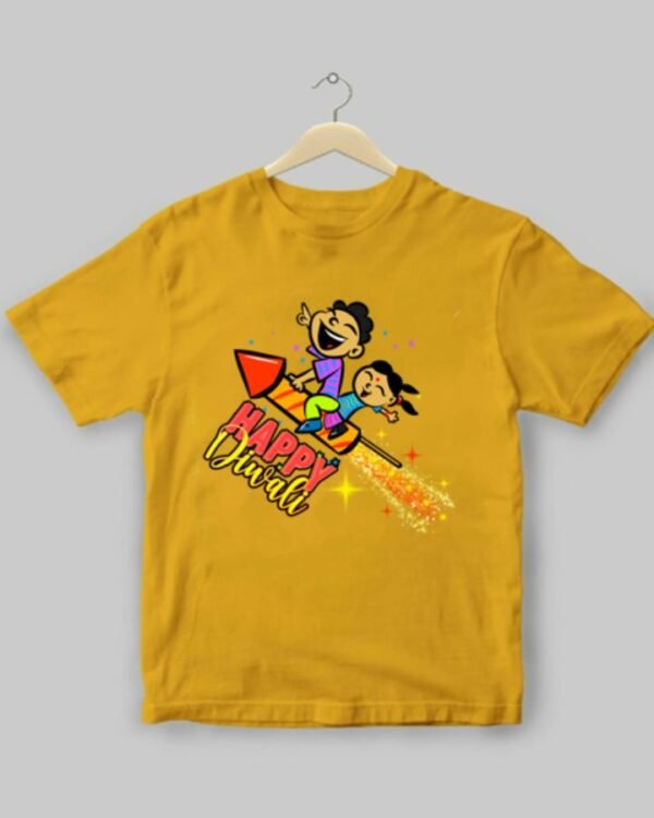 Happy Diwali Kids - Unisex Bengali Graphic printed t-shirt - Image 2